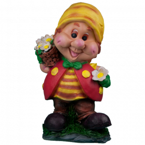 Садовая фигура Гномик пчелка с цветком 26х43 см.