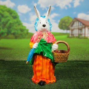 Садовая фигура Крольчиха с корзинкой и зонтиком 78х49 см.