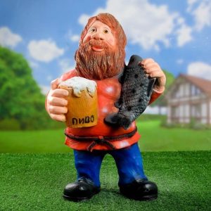 Садовая фигура Мужик с пивом и рыбой 55х35 см.