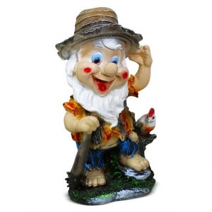 Садовая фигура Гномик в шляпке с попугаем 23х42 см.