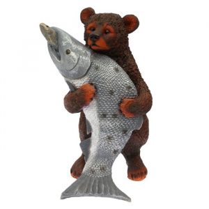 Садовая фигура Медведь с рыбой, 61х43 см.