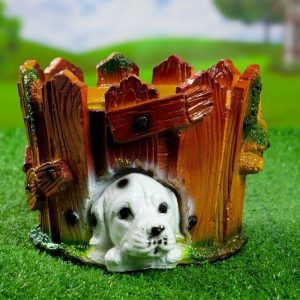 Фигурное кашпо Щенок у забора, 22х25 см.