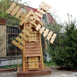 Мельница деревянная 55х55х160 см