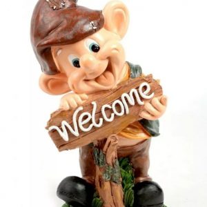Садовая фигура Эльф с табличкой Welcome №1, 18х31 см.