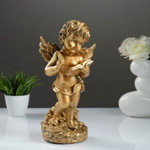 Садовая фигура Ангел с книгой бронза, 20х45 см.