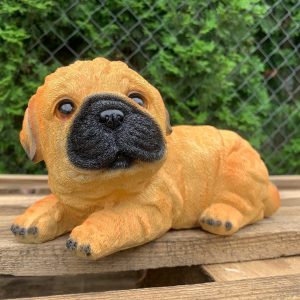 Садовая фигура Мопс лежачий маленький, 12х26 см.