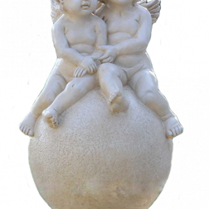 Садовая фигура Ангелы парочка на шаре, 20х41 см.