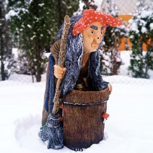 Садовая фигура из сказки Баба-яга со ступой 90х50 см
