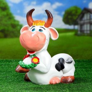 Садовая фигура Корова с цветами, 30х40 см.