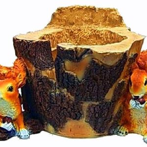 Садовое кашпо для цветов Пень с белками, 31х62 см.