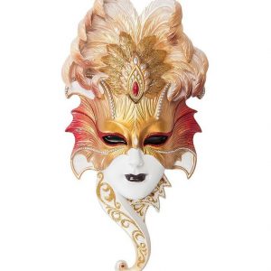 Венецианская маска для интерьера "Сова"-белая, 28 см.