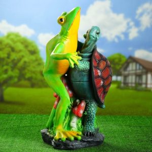 Садовая фигура Танцующая лягушка с черепахой, 67 см.