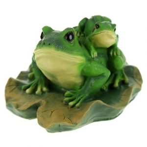 Садовая фигура Лягушка с лягушонком на листе, 22х13 см.