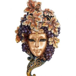 Венецианская маска для интерьера "Виноград"- цветной, 30 см.