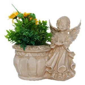 Античное Кашпо Ангел со свечой 20х24 см