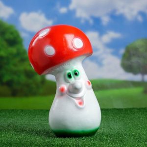 Садовая фигура Гриб рожица смеющийся, 32х19 см.