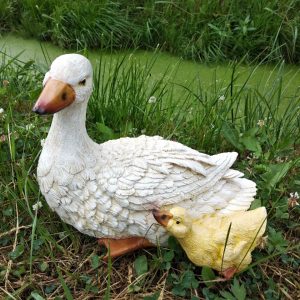 Садовая фигура Утка с утенком, 27 см.