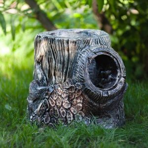 Садовое кашпо для цветов Пень с дуплом, 31х32х30 см.