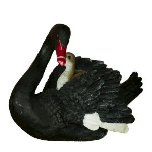 Садовая фигура Лебедь черный с малышом, 29х30 см.
