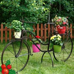 Кованая подставка для цветов Велосипед арт. 19000, 55х104х194 см.