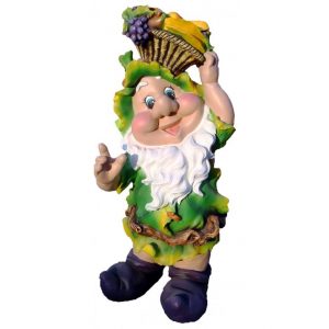 Садовая фигура Гном с корзиной на голове 72х33 см.