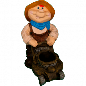 Садовая фигура Садовод с газонокосилкой 54х42 см.