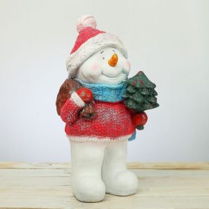 Фигура на новый год Снеговик с подарками (блестки), 40 см.