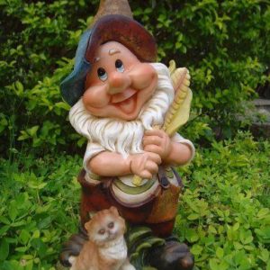 Садовая фигура Гном с котенком 18х38 см.