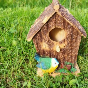 Садовый декор Скворечник с птичкой, 22х18 см.