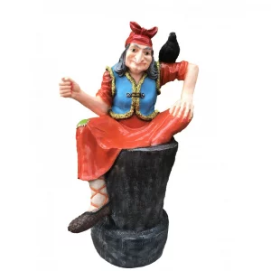 Садовая фигура Баба-Яга на ступе с вороной 118х64 см