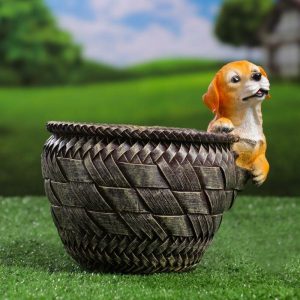 Кашпо Щенок на корзине
