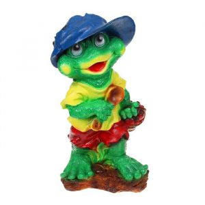 Садовая фигура Лягушка в кепке с ложкой, 28x50 см.