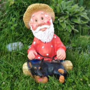 Садовая фигура Лесовик с овчаркой 55 см.