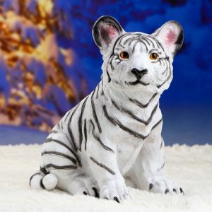 Садовая фигура Тигрёнок белый, 35х24см.