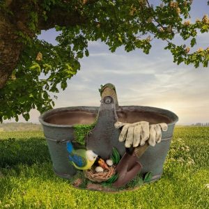 Зоокашпо тазик с птичками 22х35 см