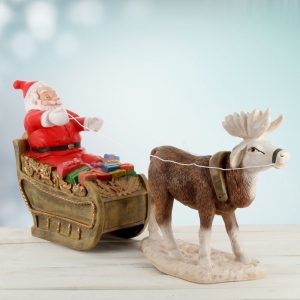 Фигура на новый год Санта - Клаус на санях с оленем, 59х122 см.