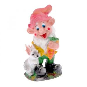 Садовая фигура Эльф с зайцем и морковкой 23х41 см.