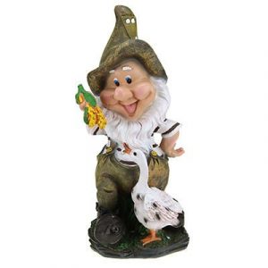 Садовая фигура Гном с пшеницей и уткой 41х24см