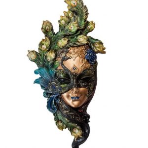 Венецианская маска для интерьера "Павлин"- бронза, 34 см.