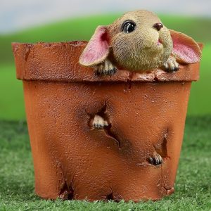 Кашпо Кролик в горшочке лапки наружу 15х17 см