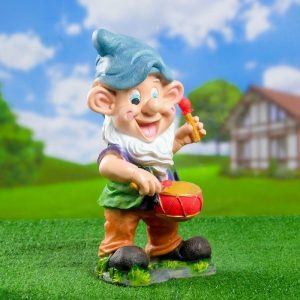 Садовая фигура Гном с барабаном 23х43 см.