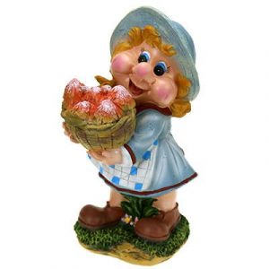 Садовая фигура Девочка с корзиной грибов 19х32 см.