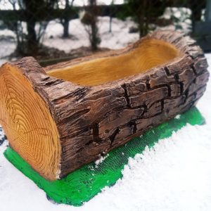 Садовое кашпо для цветов Бревно сосна, 31х30х61 см.