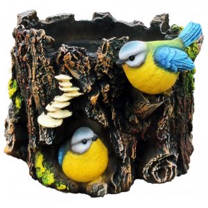 Кашпо Пенек с двумя птичками