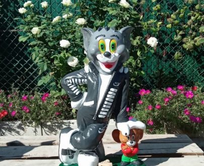 Скульптура Кот с мышью 70х42 см