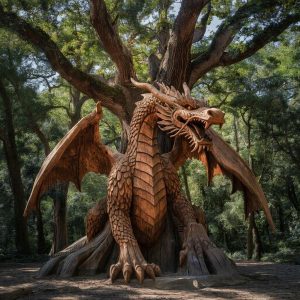 Скульптура из дерева Дракон 170х80х150 см